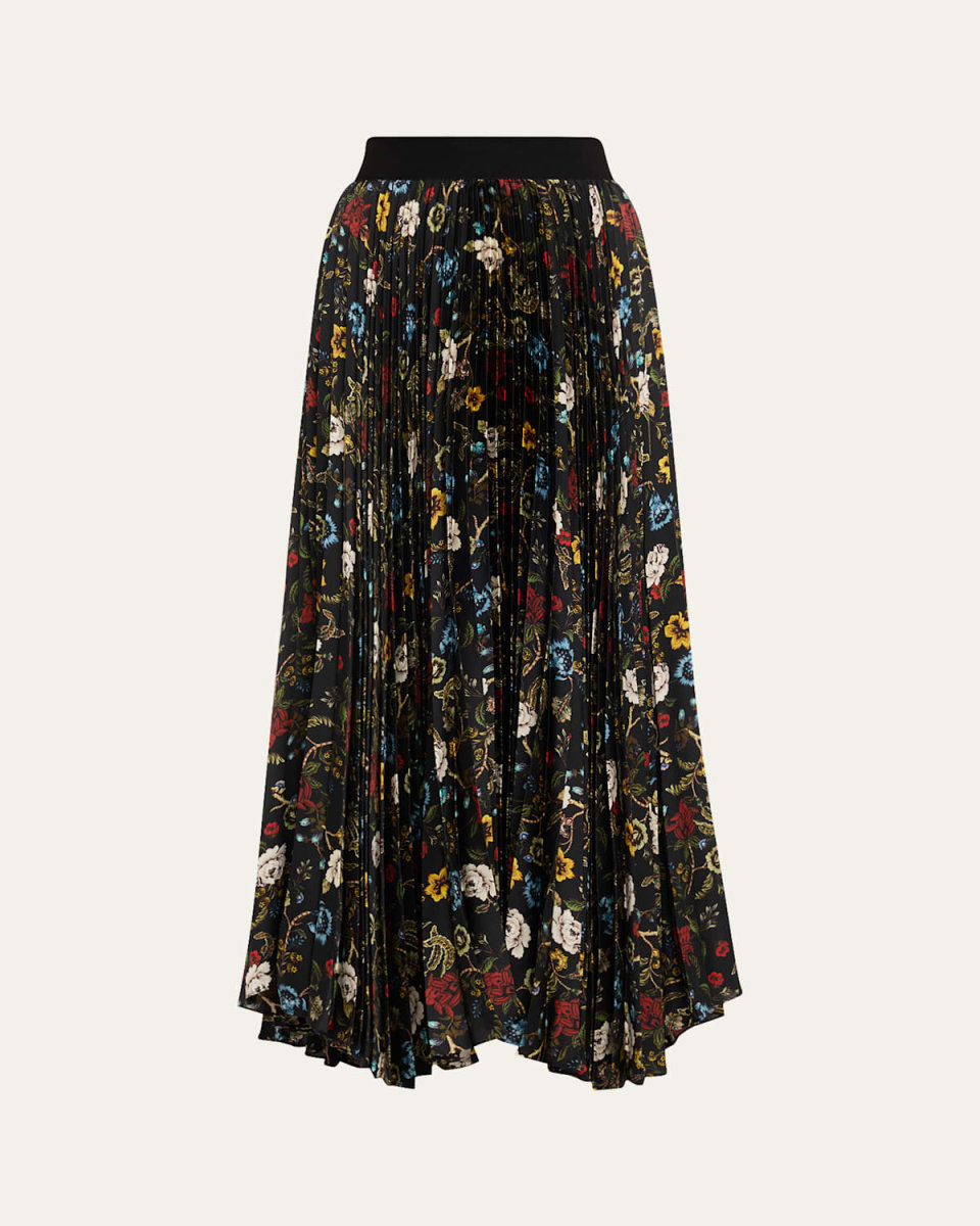Tapestry Trails Katz Asymmetric Pleated Maxi Skirt